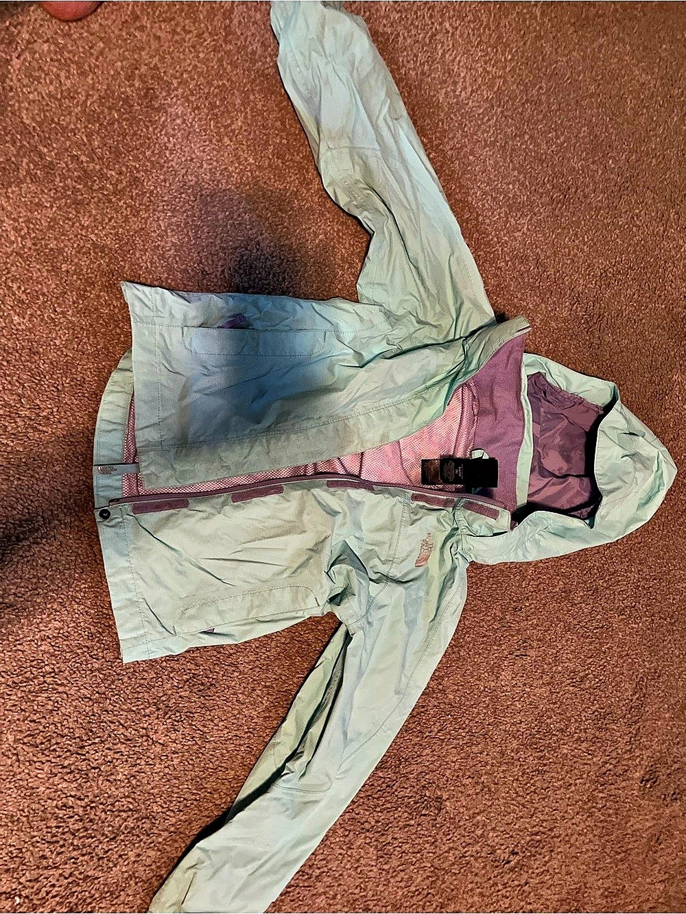 The North Face Girls Antora Rain Jacket Green & Purple Size 6